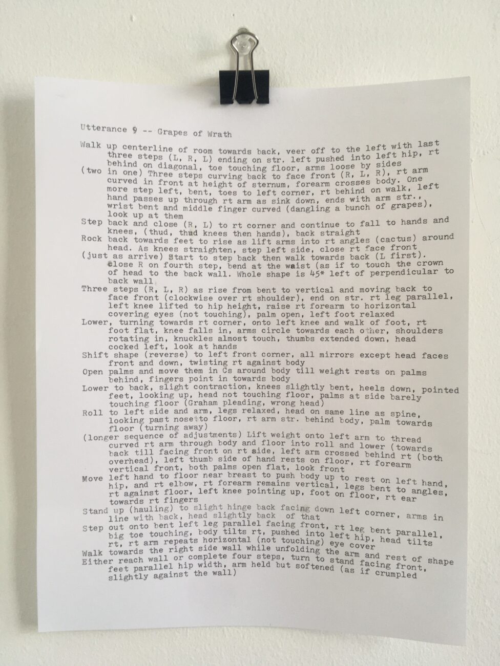 A typewritten page of 