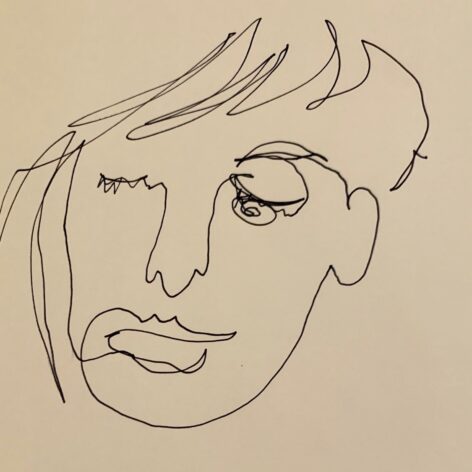 A line drawing of Olive by Gav Barbey.