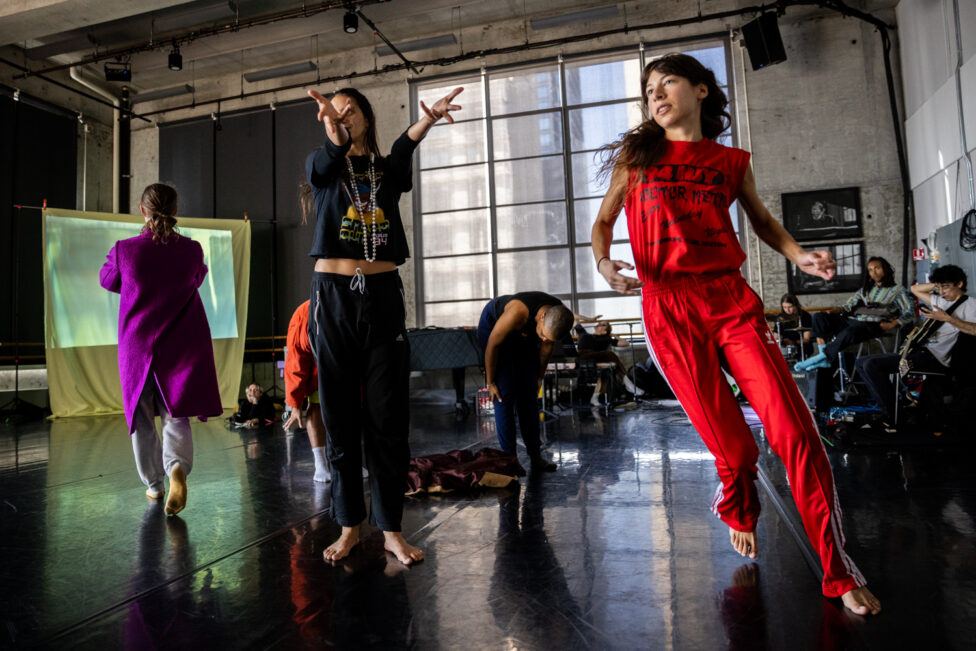 In a light-filled studio with black marley, the cast of Deepe Darknesse enjoy various states of repose and movement. Photo credit to Maria Baranova.