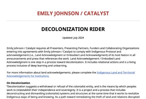 A screen shot of Catalyst's Decolonization Rider shows the initial text of the document, beginning 