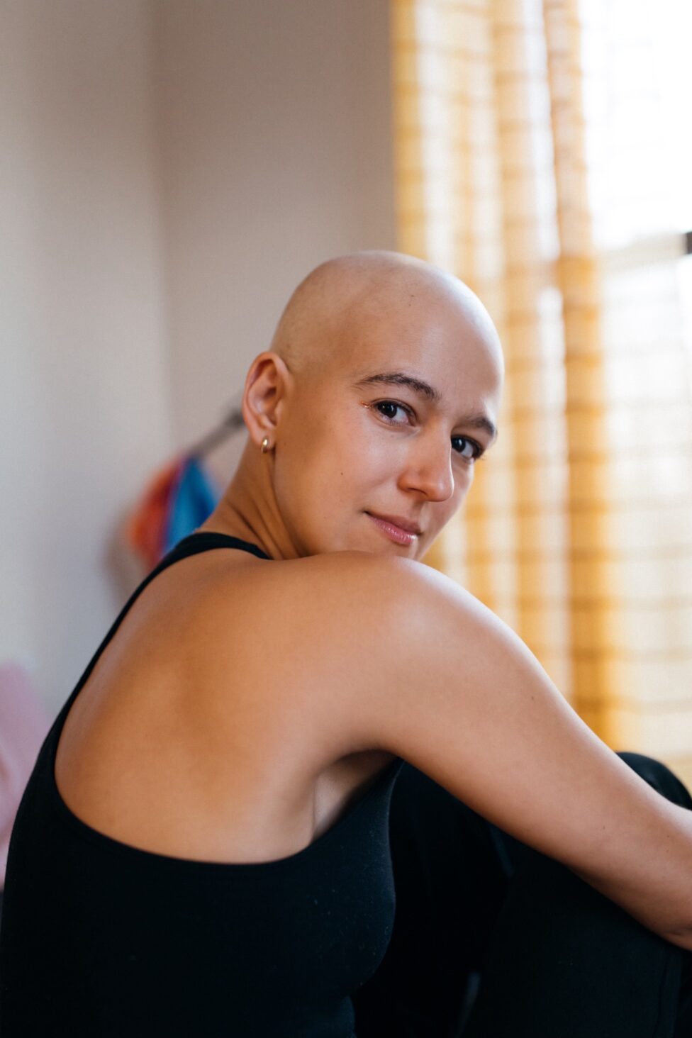 Photo by Melissa Alcena in my studio apartment - 2 out of 6 rounds of chemo down.