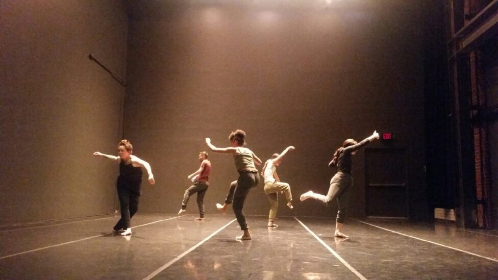 “Floating” with counterpoint/shift at Joe Goode Annex. From left to right: Tracy Tom-Hoon, CJ Logel, Ariel Green-Hill, Rosa Rodriguez-Frazier, Elizabeth Villalobos.