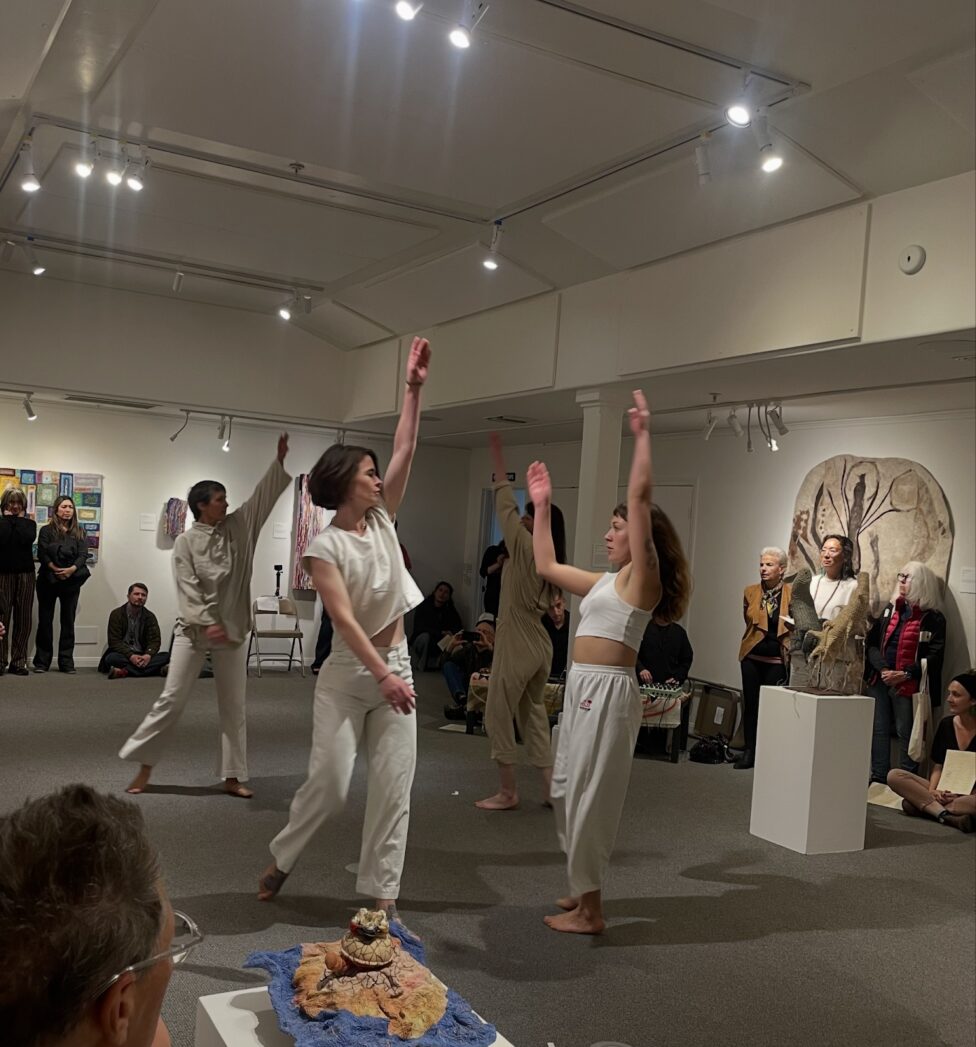 Weaving Dance at Ojai Valley Museum. May 2025. Robyn Nisbet, Bri Skillie, vera rodriguez, Jmy James Kidd with sound by Jehanne