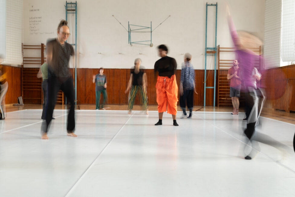 Ogemdi and Thomas in a workshop, blurry bodies in motion. Photo by Jan Skalican.